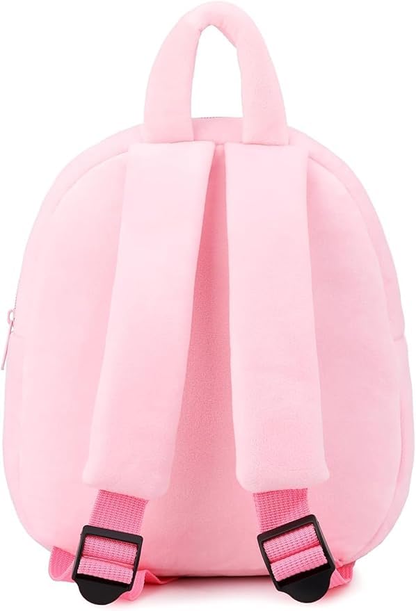 MELVIS Cute Kids Backpack Toddler Bag | Plush Animal Cartoon Mini Travel Bag for Baby Girl & Boy 1-5 Years | Small Size | Angel Baby Cream Design – Pink - Image 2