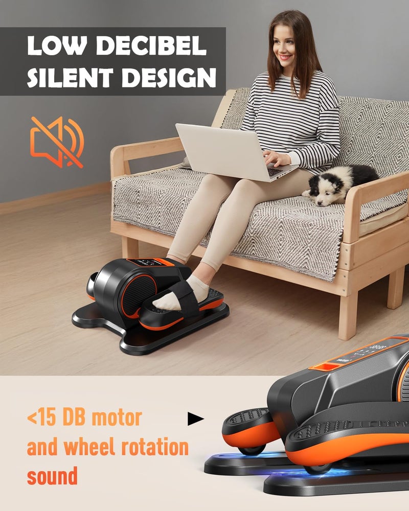 Yagud Under Desk Elliptical Machine, Electric Elliptical Leg Exerciser for Senior, 13 Adjustable Speeds Quiet and Portable Seated Pedal Exerciser for Training with Remote Control (Orange) - Image 4