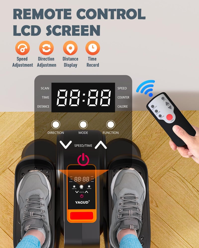 Yagud Under Desk Elliptical Machine, Electric Elliptical Leg Exerciser for Senior, 13 Adjustable Speeds Quiet and Portable Seated Pedal Exerciser for Training with Remote Control (Orange) - Image 5