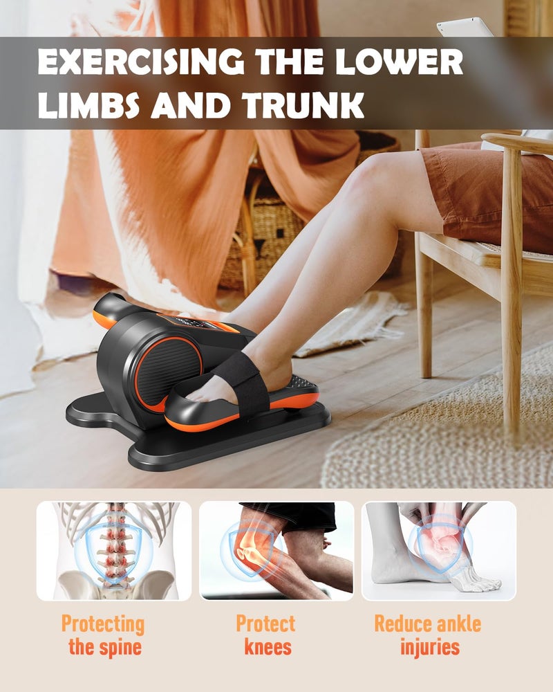 Yagud Under Desk Elliptical Machine, Electric Elliptical Leg Exerciser for Senior, 13 Adjustable Speeds Quiet and Portable Seated Pedal Exerciser for Training with Remote Control (Orange) - Image 2