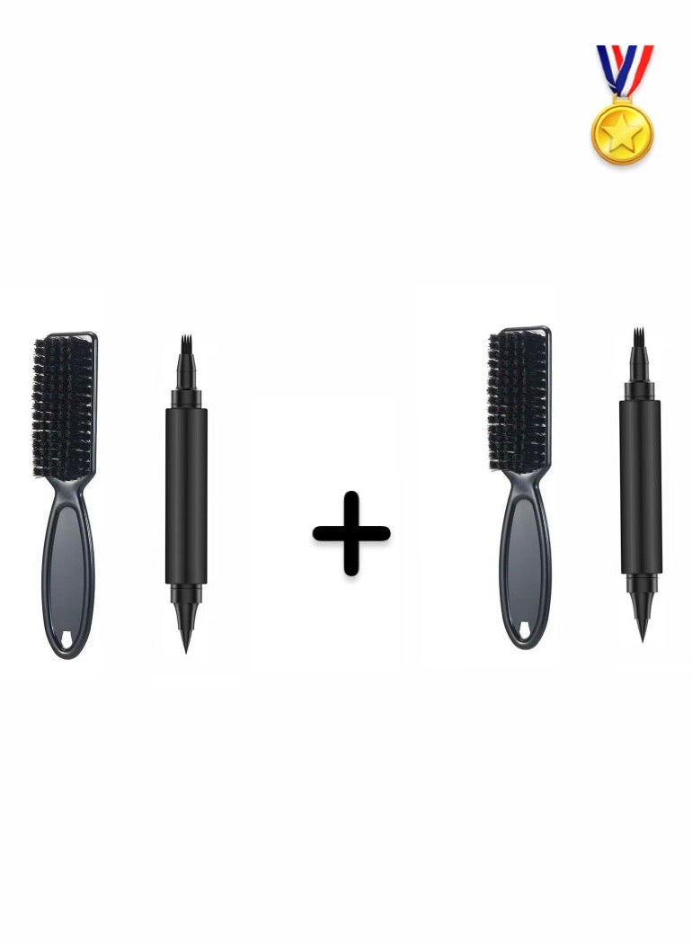 قطعتين من قلم اللحية عالي الجودة برأسين مع مشطين باللون الأسود - Image 1