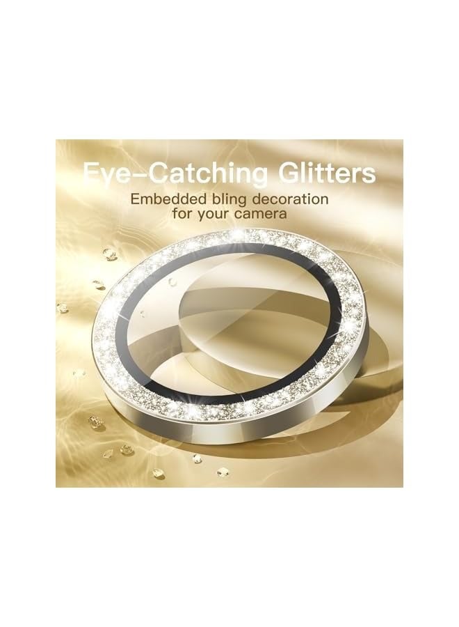 PROMASS Camera Lens Protector for iPhone 15 Pro 6.1-Inch and iPhone 15 Pro Max 6.7-Inch, Bling Glitter Individual 9H Tempered Glass Metal Ring Cover, HD Clear, 1 Set (Natural Titanium) - Image 3