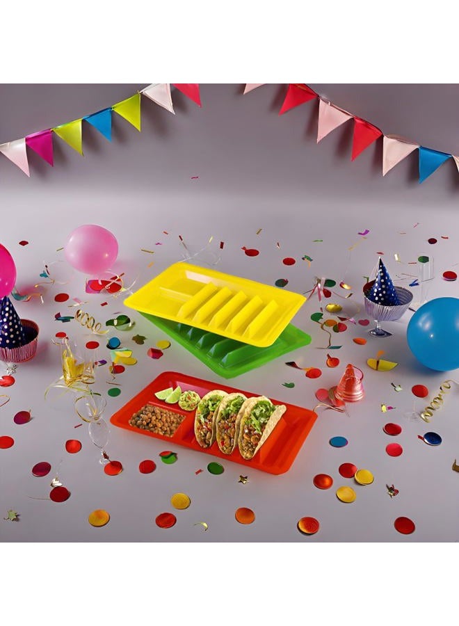 BNYD 3 Pack Taco Holder, Colorful Taco Plates (Assorted Colors) - Image 2