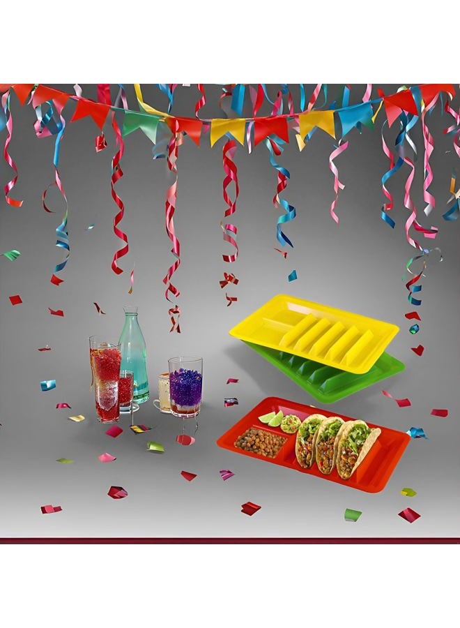 BNYD 3 Pack Taco Holder, Colorful Taco Plates (Assorted Colors) - Image 3