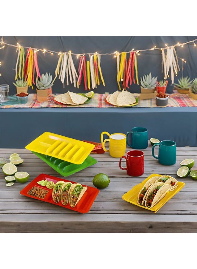 BNYD 3 Pack Taco Holder, Colorful Taco Plates (Assorted Colors) - Image 5