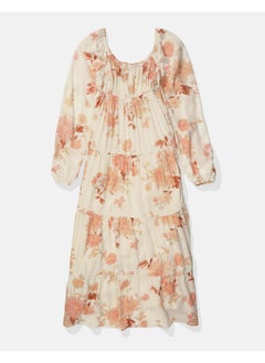 AE Long-Sleeved Tiered Midi Dress