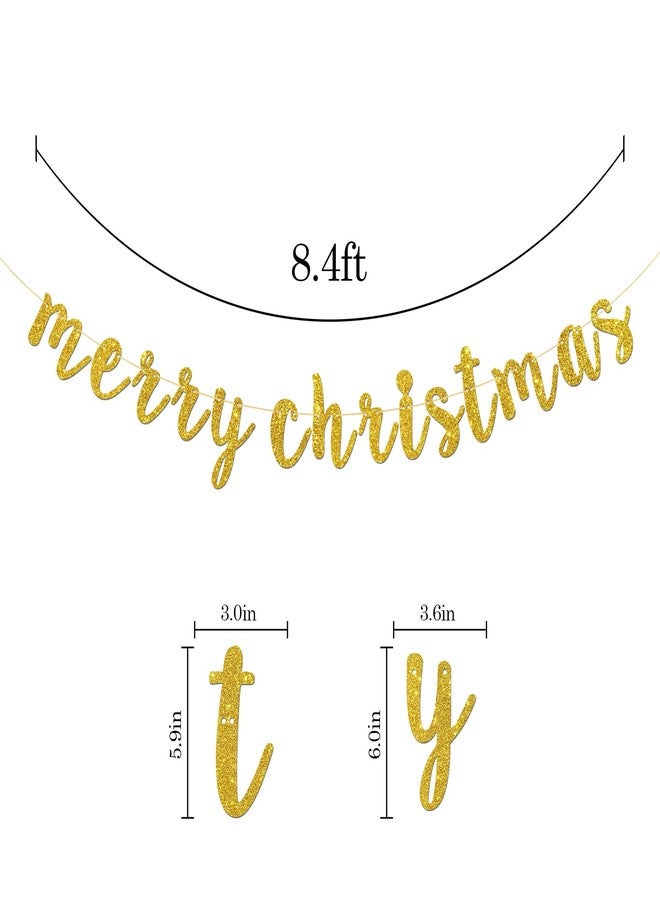 Karoo Jan Gold Glitter Merry Christmas Banner, Winter Holiday Party Garland Bunting, Christmas Eve, Be Merry Party Decoration Supplies - Image 2