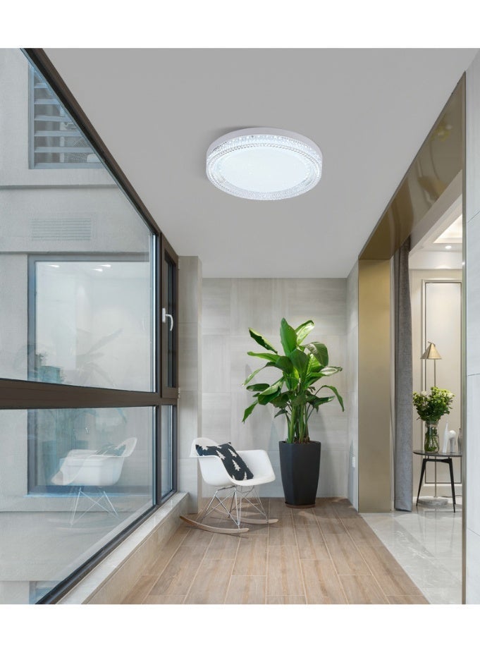 MODI Sparkling Crystal Effect LED Ceiling Light 23cm 36W, 3 Color Temperatures (3000K-6500K) Dimmable, Flicker-Free Eye Care Round Lamp with E27 & Hardwire Mount for Luxury Home Decor - Image 4
