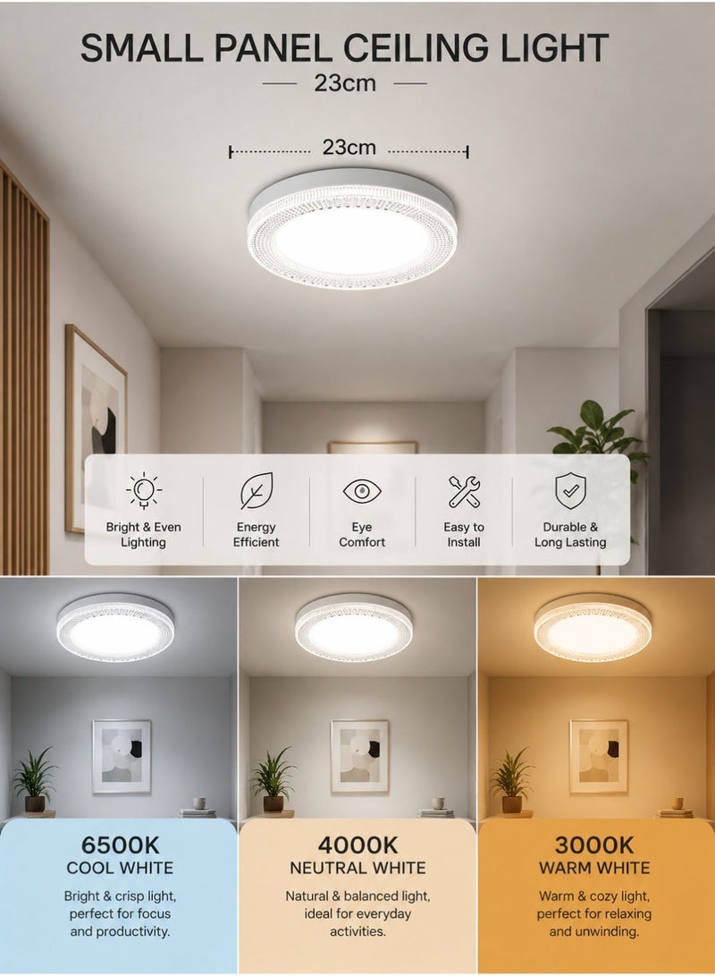 MODI Sparkling Crystal Effect LED Ceiling Light 23cm 36W, 3 Color Temperatures (3000K-6500K) Dimmable, Flicker-Free Eye Care Round Lamp with E27 & Hardwire Mount for Luxury Home Decor - Image 2