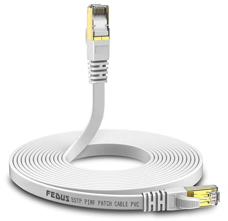FEDUS كابل إيثرنت FEDUS Cat7، كابل LAN مسطح RJ45 نحاسي نقي 10 جيجابت 600 ميجاهرتز كابل شبكة إنترنت كابل سلك RJ45 إلى الكمبيوتر للألعاب، المودم، الموجه، LAN ADSL (40 متر) - Image 1
