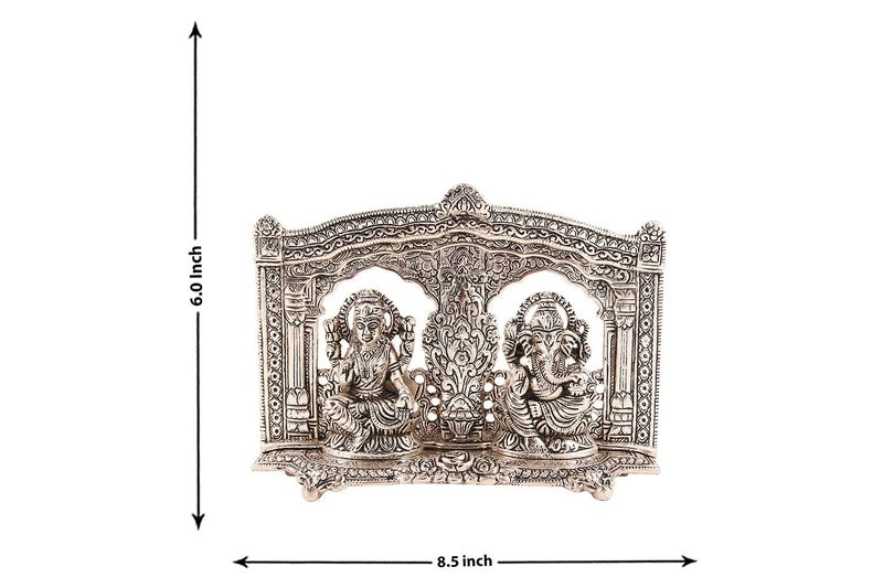 Lavanaya Silver - Ganesh Laxmi Statue (26 cm X 5 cm X 19 cm, Silver Plated), Diwali Gift, Laxmi Ganesh Idol for Gift (Silver 2) - Image 2