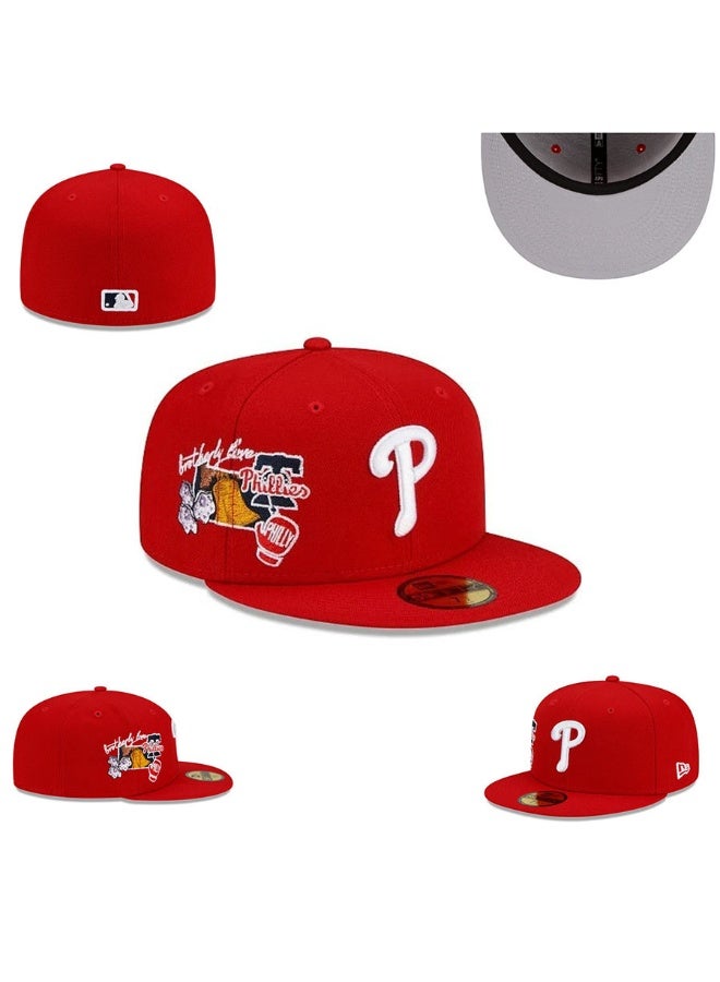 NEW ERA Philadelphia Phillies New Era 59FIFTY "Brotherly Love" Themed Fitted Cap - Red Fan Essential Hat 55.8Size