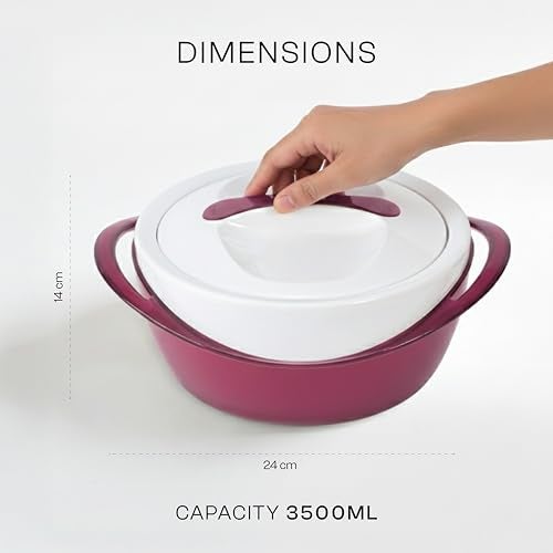 Pinnacle Panache Premium Casserole with Stainless Steel Interior | Insulated Hot Pot Keeps Food Hot & Cold for Hours | Hot Box for Kitchen | Gift Casseroles with Lid (Rose, 3500 ML) - Image 2