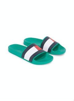 TOMMY HILFIGER Men's Colour-Blocked Pool Slides -  Rubber mix upper, Green  - Image 3