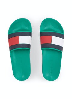 TOMMY HILFIGER Men's Colour-Blocked Pool Slides -  Rubber mix upper, Green  - Image 4