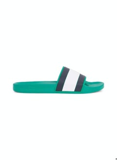 TOMMY HILFIGER Men's Colour-Blocked Pool Slides -  Rubber mix upper, Green  - Image 1