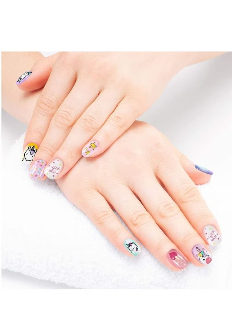 144 Pieces 6 Box Kids False Nails,Children Press On Fake Tip Cartoon Full Cover Short Fingernail Artificial Tips Pre-glued Stickers For Girls Art Decoration - Image 5