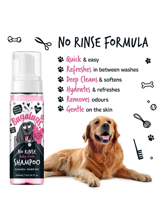 BUGALUGS BABY FRESH NO RINSE DOG SHAMPOO 200ML - Image 2