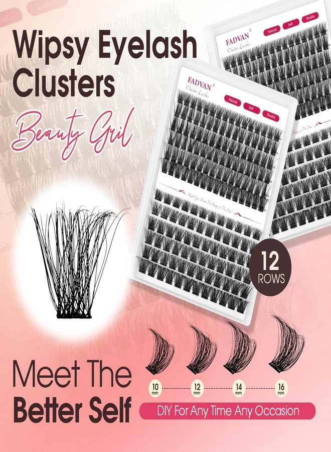 FADVAN Wispy Lash Clusters by FADVAN, 156pcs Natural Eyelash Clusters, D-Curly Cluster eyelash Extensions, Individual Lashes 10-16mm Lashes Clusters DIY Lash at Home - Image 2