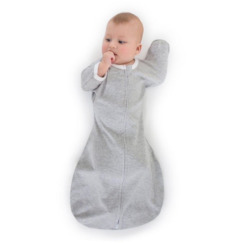 SwaddleDesigns Transitional Swaddle Sack, Arms Up Half-Length Sleeves & Mitten Cuffs, Swaddle for Newborn Transition to Baby Sleep Sack Wearable Blanket, Small, 0-3 Month, 6-14 lb, Heathered Gray - Image 1