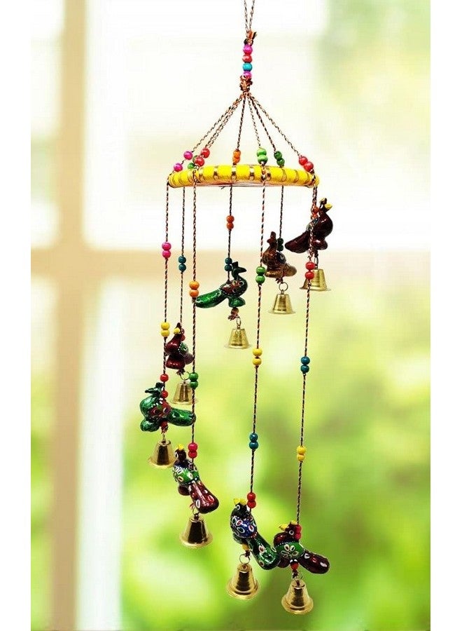 JH Gallery Plastic Handcrafted Recycled Material Peacock Rajasthani Door/Wall Hanging Decorative Showpiece (Blue, H -25 Inches, W -5.5 Inches) - Image 1