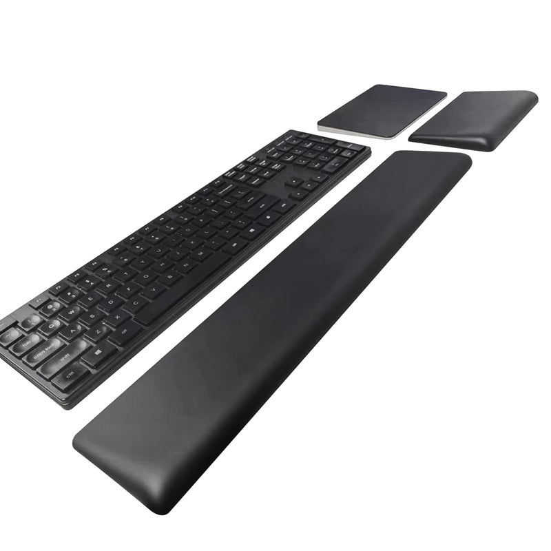 HONKID Low Profile Wrist Rest (H 0.2-0.58in) for Slim Keyboards and Mouse, Made of Cool Gel and Non-Slip Rubber Base, Easy Typing and Relieve Wrist Pain, Black - Image 1