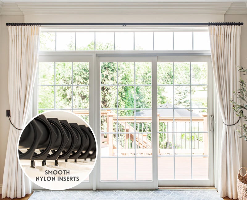 BlastHome® Luxury Curtain Rings - Premium Metal - Quiet, Smooth, Removable Nylon Inserts - Pinhooks & Clips Included - 1 1/2" Inside Diameter - 18 Rings for Two Standard Curtains - Brushed Dark Brown - Image 2
