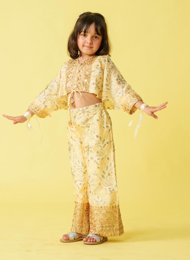 Maithili Floral Printed Crop Top and Pants Set - Image 1