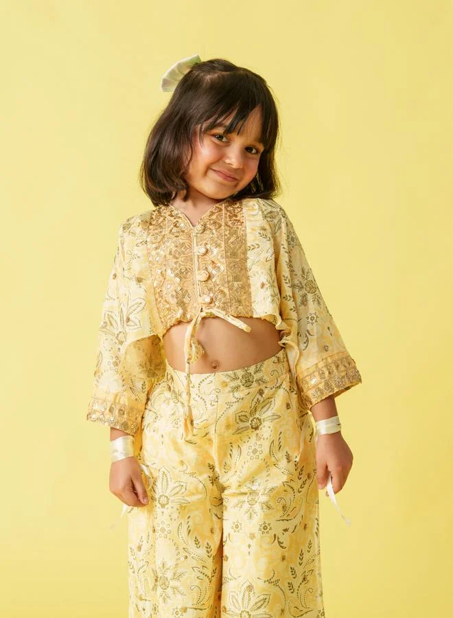 مايثيلي مجموعة من بنطال وبلوزة قصيرة بطبعة زهور