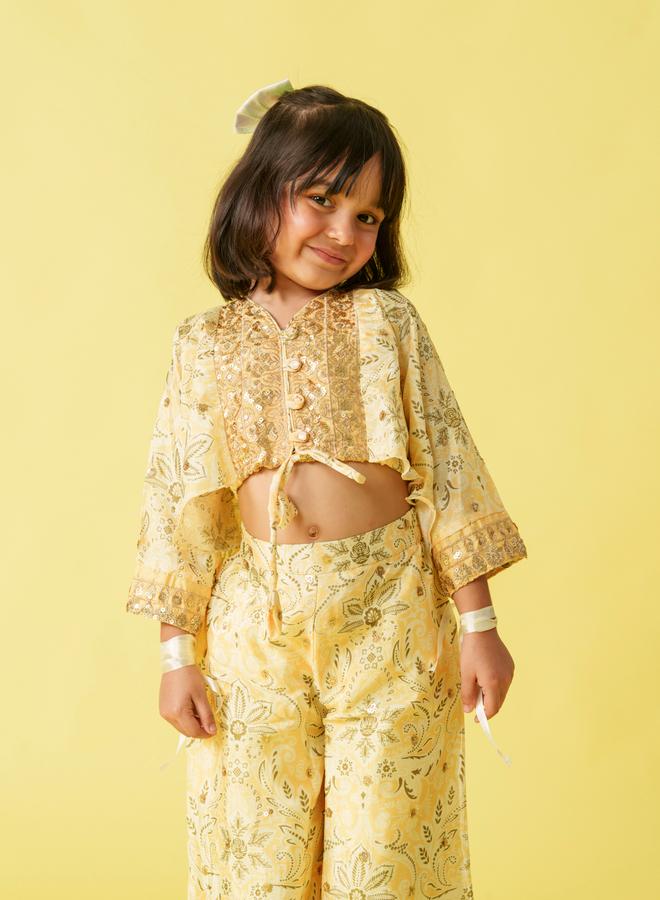 Maithili Floral Printed Crop Top and Pants Set - Image 2