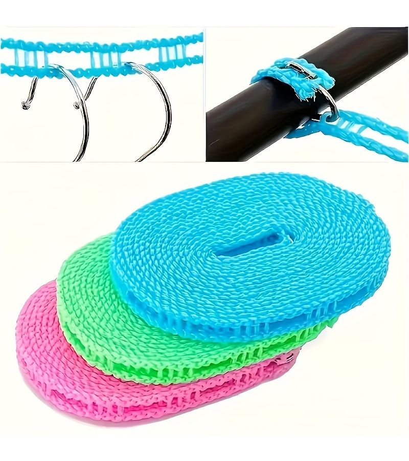6pcs Portable Clotheslines Upgraded Thickened Anti-Slip Windproof Drying Ropes for Indoor Outdoor Camping Home Laundry Bathroom Dormitory Random Color - Image 2
