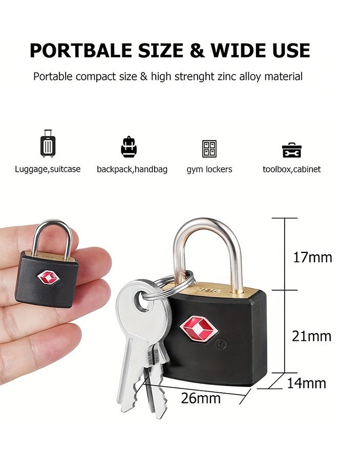 بشكل مختصر [4 قطع] أقفال أمتعة TSA مع مفاتيح، أقفال سفر بمفاتيح، أقفال حقائب سفر للأمتعة، أقفال أمتعة نحاسية بمفاتيح لخزائن الصالات الرياضية وحقائب الكمبيوتر المحمول وحقائب السفر [8 مفاتيح] - Image 4