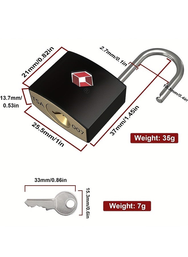 بشكل مختصر [4 قطع] أقفال أمتعة TSA مع مفاتيح، أقفال سفر بمفاتيح، أقفال حقائب سفر للأمتعة، أقفال أمتعة نحاسية بمفاتيح لخزائن الصالات الرياضية وحقائب الكمبيوتر المحمول وحقائب السفر [8 مفاتيح] - Image 2