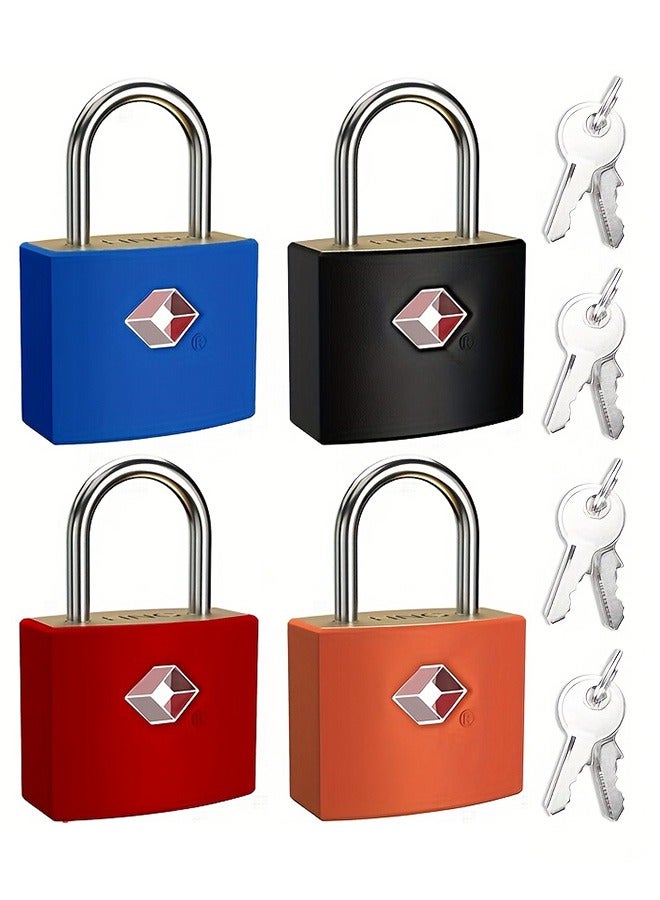 بشكل مختصر [4 قطع] أقفال أمتعة TSA مع مفاتيح، أقفال سفر بمفاتيح، أقفال حقائب سفر للأمتعة، أقفال أمتعة نحاسية بمفاتيح لخزائن الصالات الرياضية وحقائب الكمبيوتر المحمول وحقائب السفر [8 مفاتيح] - Image 1