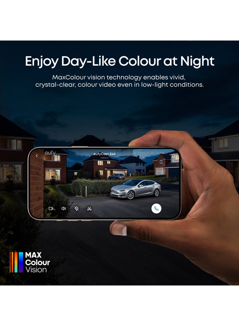 eufy eufy Security eufyCam E40 Add-On Camera, Outdoor Wireless Solar Security Camera, 2K with Integrated Solar Panel, MaxColor Night Vision, Face Recognition AI, Expandable Local Storage, No Monthly Fee - Image 3