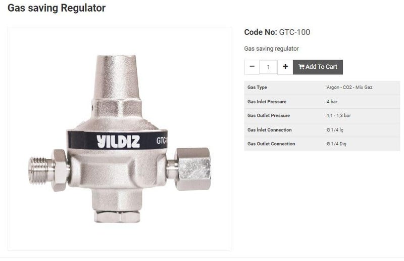 YILDIZ GAS ECONOMIZER GTC 100 FOR CO2 ARGON GAS  - Image 2