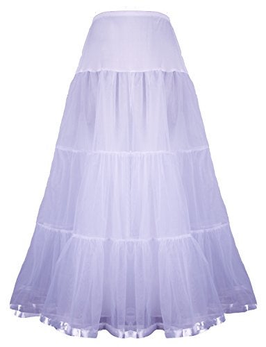Shimaly Women's Floor Length Wedding Petticoat Long Underskirt for Formal Dress (S-L, White) - Image 2