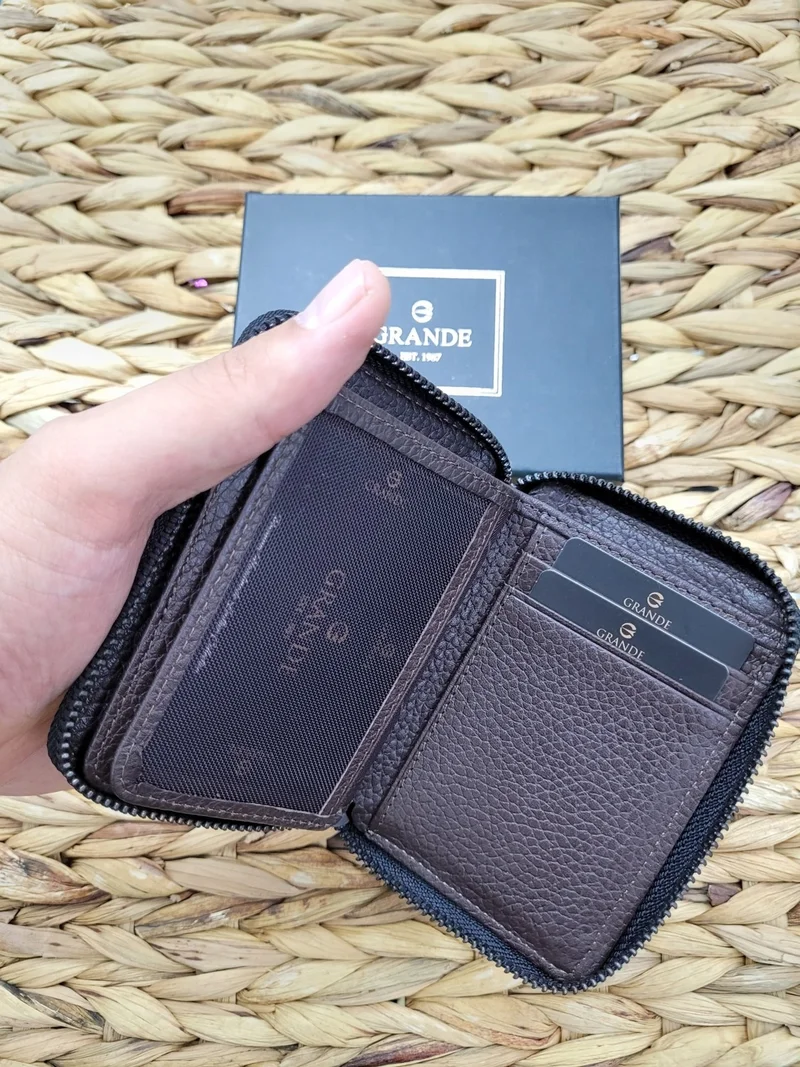 غراندي 7771 Genuine Leather Card Holder Wallet (with lighter gift)