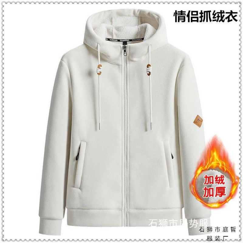 Outdoor Sports Warm Fleece-Lined Thick Couple Grains Grains Grab Men'S Coat Women'S Charge Clothes Liner - Image 3