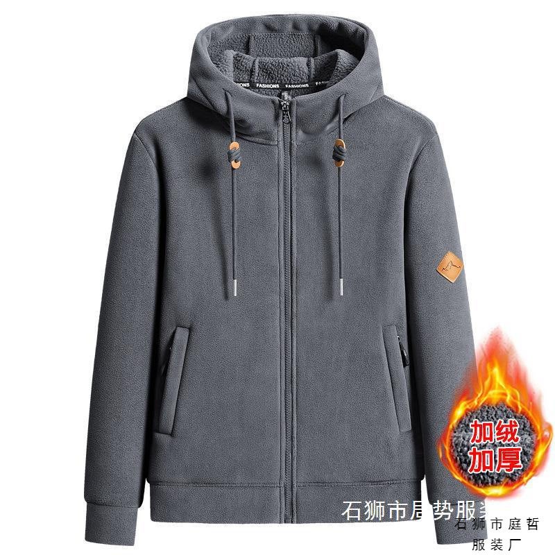 Outdoor Sports Warm Fleece-Lined Thick Couple Grains Grains Grab Men'S Coat Women'S Charge Clothes Liner - Image 2
