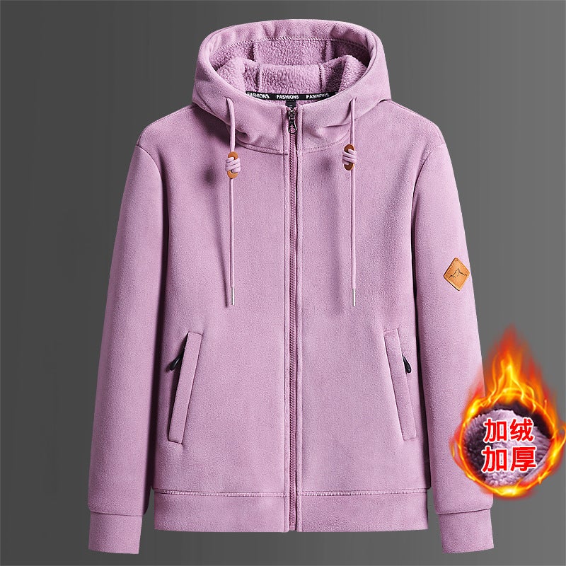 Outdoor Sports Warm Fleece-Lined Thick Couple Grains Grains Grab Men'S Coat Women'S Charge Clothes Liner - Image 1