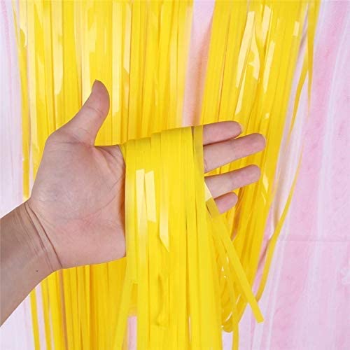flavouredlove Pastel Color Foil Fringe Curtain(s) 3x6 Feet Each for Birthday, Anniversaries, Graduation, Retirement, Baby Shower Decoration (Pack of 1, Pastel Yellow) - Image 1