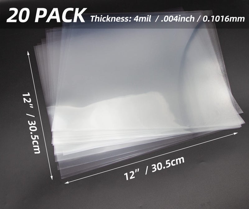 neglex 20PCS 4 Mil Blank Mylar Stencil Sheets, 12 X 12 Inch Clear Plastic Sheets for Cricut Crafts and Cutting Machine - Image 2