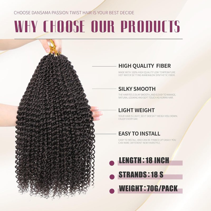 Dansama Passion Twist Hair Water Wave Braiding Hair for Butterfly Style Crochet Braids Bohemian Hair Extensions (18inch (Pack of 7), 4) - Image 3