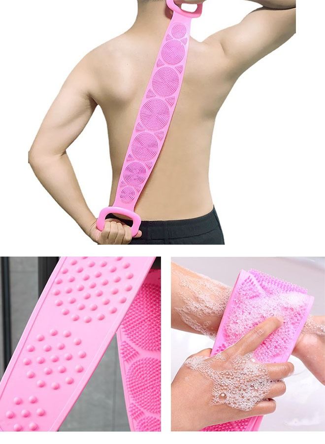 ZCM-HAPPY 2-Piece Silicone Back Scrub Artifact Bath Towel and Foot Massage Mat Bathroom Non-slip Mat Bath Supplies Pink/Brown - Image 3