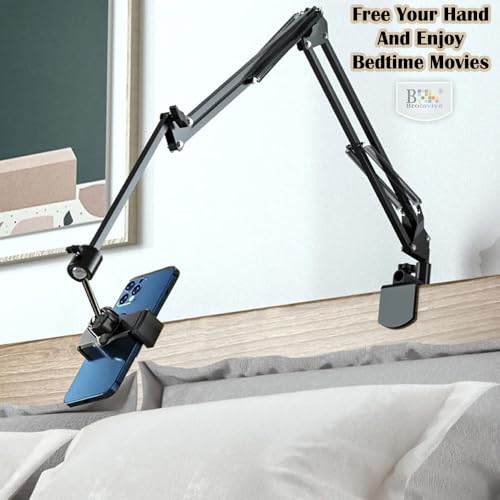 BROLAVIYA Overhead Video Mobile Stand, New Extra Long Arm, 1/4" Head 2 Way Base clamp, and Bracket for Mobile Phone, for, Overhead Video, Desktop,Bedroom, Office, Black - Image 2