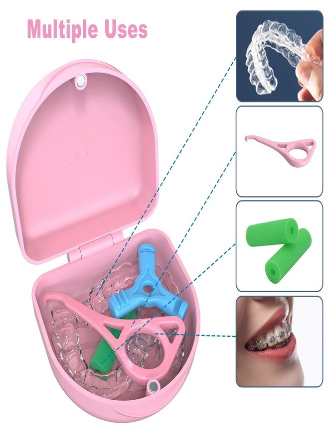 BVN Retainer Case Denture Case: BVN Orthodontic Dental Case, Slim Braces Case, Mouth Guard Case, Denture Box, Teeth Aligner Case, Night Guard Case Container Storage Holder Pink - Image 5