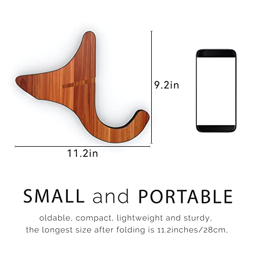 LALAOKS 1Pair Wooden Ukulele Stand Violin Mandolin Folding Portable Stand Sapele - Image 5