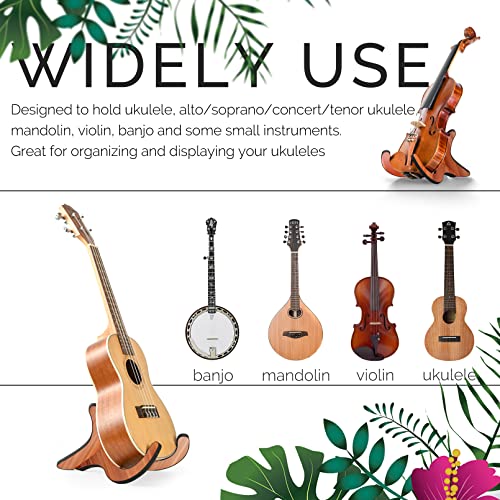 LALAOKS 1Pair Wooden Ukulele Stand Violin Mandolin Folding Portable Stand Sapele - Image 3