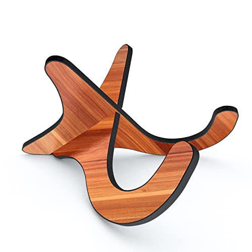 LALAOKS 1Pair Wooden Ukulele Stand Violin Mandolin Folding Portable Stand Sapele - Image 1